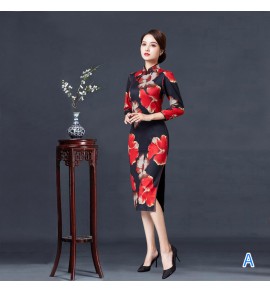 女裝改良旗袍優雅復古中長款