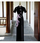 女裝禮服裙立領繡花長旗袍