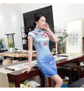 女裝旗袍裙立領低開衩短裙