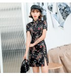 女裝旗袍裙立領低開衩短裙