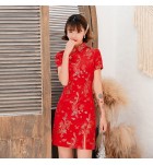 女裝旗袍裙立領低開衩短裙