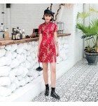 女裝旗袍裙立領低開衩短裙