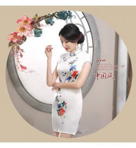 女裝優雅改良旗袍低開衩連身裙