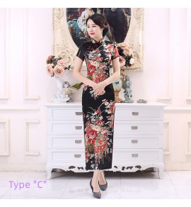 女裝旗袍數碼印花長裙