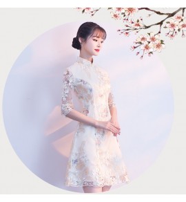 少女連身裙盤扣立領改良版旗袍