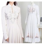 女裝禮服裙刺繡立領長袖長裙