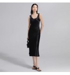 女裝連身裙U領無袖醋酸緞面中長裙