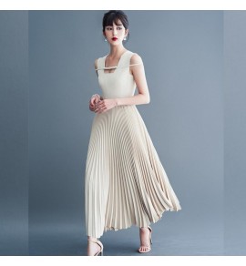 女裝連身裙方領無袖百褶裙