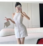 少女連身裙掛脖露肩短裙