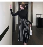 女裝連身裙高領長袖中長裙