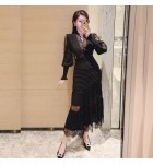 少女連身裙V領性感禮服裙