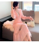 少女連身裙V領性感禮服裙