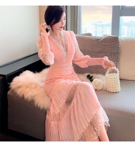 少女連身裙V領性感禮服裙