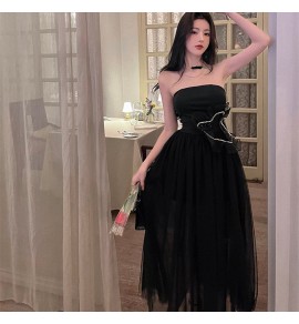 少女連身裙抹胸修身禮服裙