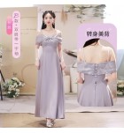 少女禮服裙緞面伴娘服長裙