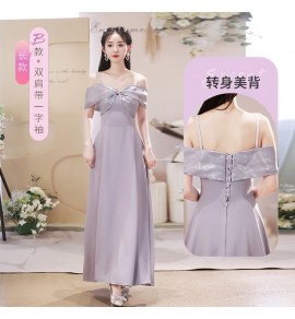 少女禮服裙緞面伴娘服長裙