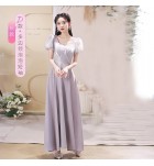 少女禮服裙緞面伴娘服長裙