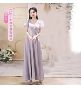 少女禮服裙緞面伴娘服長裙