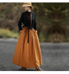 女裝連身裙文藝復古立領長裙