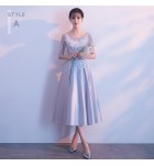 少女禮服裙緞面中長裙
