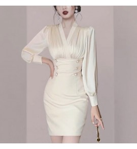 少女連身裙V領短裙