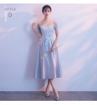 少女連身裙緞面派對禮服中長裙
