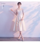 少女連身裙緞面派對禮服中長裙