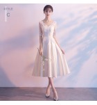 少女連身裙緞面派對禮服中長裙