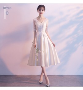 少女連身裙緞面派對禮服中長裙