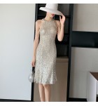 晚裝禮服肩流蘇亮片宴會裙