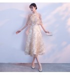 晚裝禮服掛脖露肩中長裙