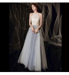 晚裝禮服露肩圓領流蘇長裙