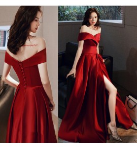 晚裝禮服一字肩宴會長款連身裙