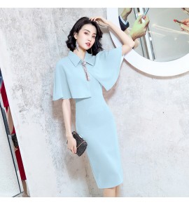 女裝禮服裙披肩斗篷中長裙