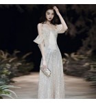 晚裝禮服一字肩長裙