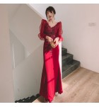晚裝禮服V領露背宴會長裙