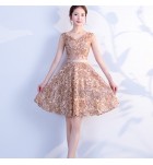 少女禮服裙V領立體小花短裙