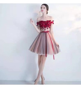 少女禮服裙一字肩派對短裙