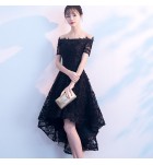 少女禮服裙一字肩短袖前短後長裙