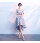 少女禮服裙一字肩短袖前短後長裙