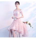 少女禮服裙一字肩短袖前短後長裙