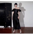 女裝禮服裙一字肩露背宴會長裙