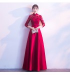 晚裝禮服裙透視薄紗立領長裙