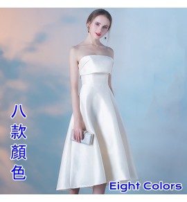少女禮服裙抹胸露背中長裙