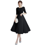 女裝禮服裙圓領中袖派對中長裙