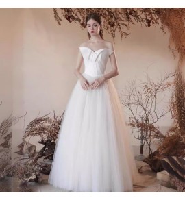 少女禮服裙抹胸網纱裙襬長裙