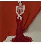 女裝禮服裙掛脖露背演出服長裙