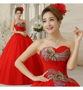 晚裝禮服裙抹胸露背蓬蓬裙