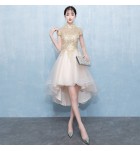 晚裝禮服立領宴會前短後長裙
