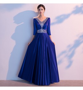 少女禮服裙V領釘珠合唱團長裙